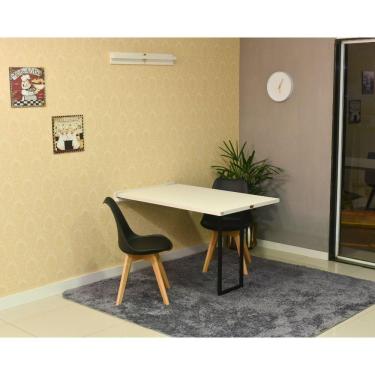 Imagem de Conjunto De Mesa Dobrável 120 X 75 Branca + 2 Cadeiras Preta
