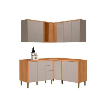 Imagem de Cozinha Modulada Completa Allure 6 Peças (3aéreos+3balcões) Cp28 Jequitiba-gris Fosco - Linea Brasil