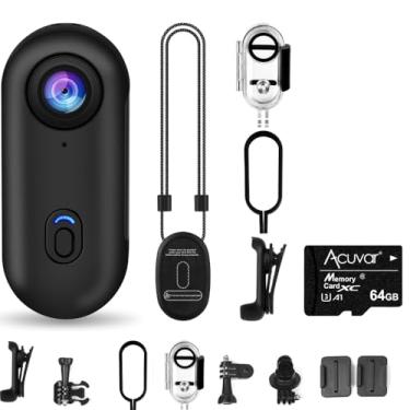 Imagem de Acuvar Minicâmera Corporal Fhd 1080P De 64 Gb, Câmera Corporal De Ação Vestível, Tamanho Polegar, Gravação Com As Mãos Livres, Câmera Corporal Premium Para Filmadora Portátil, Suporte Para Qualquer