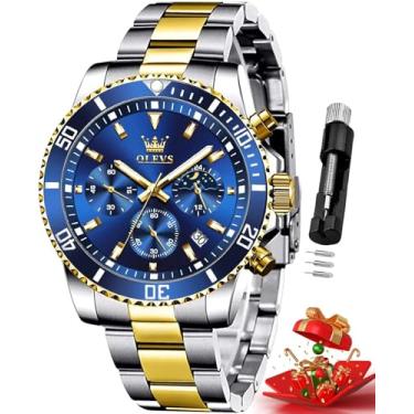 Imagem de Relógio Masculino Luxo Negócios, à Prova D'água, Relógio Mostrador de Data, Quartzo Pulseira em Aço Inoxidável Relógios de Pulso Masculinos Azul 2870