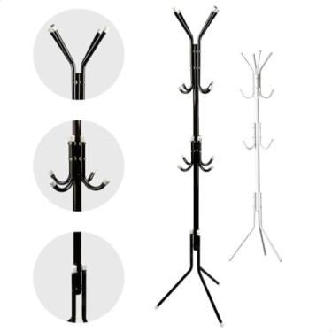 Imagem de Mancebo Cabideiro ChãO，Mancebo Cabideiro ChäO Metal，Com 12 Ganchos，Altura: 170 cm，para Ajudá-Lo a Organizar Suas Roupas e Bolsas em Casa(Preto (12 Ganchos))