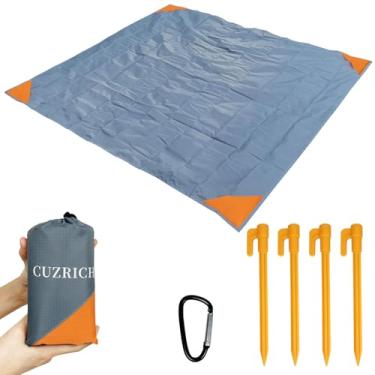 Imagem de Tapete de piquenique pequeno, 1,2 m, dobrável, tendas, cobertores, bolso, cobertor de praia, lona de acampamento, leve, lavável, tapetes de praia de secagem rápida, caminhadas ao ar livre essenciais