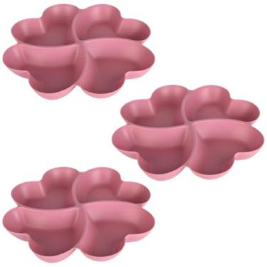 Imagem de Bandejas de servir divididas, pratos de plástico reutilizáveis para frutas e aperitivos, travessas em forma de coração, frutas secionadas, perfeitas para celebrações e casa, 3 peças