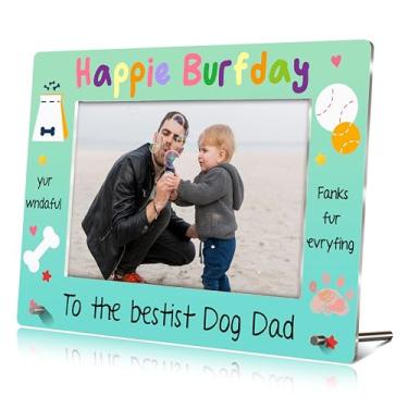 Imagem de HRIOROII Porta-retratos de cachorro para o dia dos pais, feliz dia dos pais, moldura acrílica para papai filhote, presentes engraçados para amantes de cães, dono de animais de estimação, presentes de