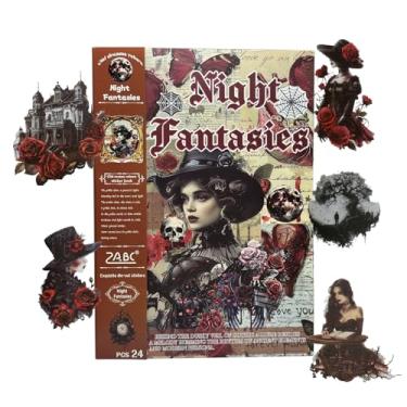 Imagem de WCCH Adesivos vintage de scrapbook suprimentos para Diário de lixo, 24 folhas de adesivos autoadesivos de papel Washi para diário, scrapbooking, bujo, colagem, artes de artesanato para adultos, letras