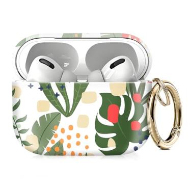 Imagem de Linda capa compatível com AirPods Pro 2ª/1ª geração, capa protetora com chaveiro dourado, serve para modelos 2023/2022/2019, para mulheres, meninas (pontos abstratos e folhas)