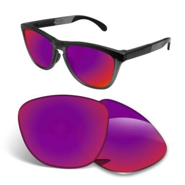 Imagem de Biyxpiv Lentes de substituição de 1,5 mm compatíveis com óculos de sol Oakley Frogskins Range XL OO9503 OO9503A 58 mm, antirriscos, Midnight Sun espelhado