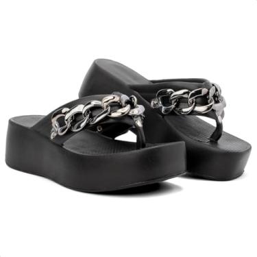 Imagem de Sandálias feminina Feminino Plataforma Salto Super Leve e Macio em EVA plataforma tamancos feminino sandalia rasteirinha feminina sandálias feminina (Preto, BR, Adulto, Faixa Numérico, 35, 36)