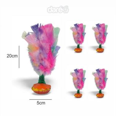 Imagem de Kit Petecas Plumas Coloridas Base Courino - Kit Com 5 Petecas - DareEsportes - 5cmx20cm-Unissex