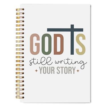 Imagem de Welshower Caderno cristão 13 x 20 cm, God is Still Writing Your Story Versículo da Bíblia Cadernos de diário das escrituras para anotações, presentes cristãos para mulheres, caderno espiral de capa