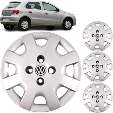 Imagem de Jogo 4 Calotas Aro 13 Vw Gol G5 e G6 2008 a 2014 Com Adesivo Logo Vw Resinado Grid 008CA