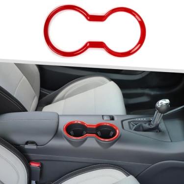 Imagem de Jimen Adequado para Ford Mustang 2024-2025, acabamento da tampa do suporte do copo frontal do console central (vermelho)