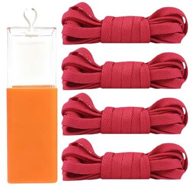 Imagem de sovida 4 pares de cadarços planos - 36 cores para cadarço de sapatos, tênis de corrida atlético, sapatos casuais, cordas para botas, 20-magenta*4 + caixa de cadarço, 90cm【35.4in】