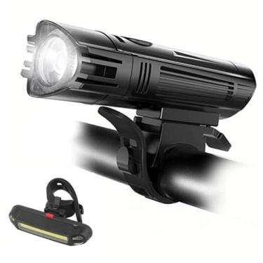 Imagem de Lanterna Frontal e Traseira para Bicicleta Carregável via USB Ciclismo Conjunto de Lanternas Alta Intensidade Montanha