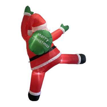 Imagem de Esquirla Papai Noel inflável de Natal para escalar, com luz, 2 metros de altura, com sacola de presentes, para pendurar na parede ou corrimão, ideal para