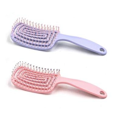 Imagem de 1 escova de ventilação com almofada de ar para volume e massagem no couro cabeludo - aberturas abertas para explosões e penteados de cabelo encaracolado, roxo