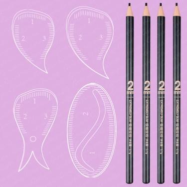 Imagem de Guapa Kit de régua de mapeamento de sobrancelhas – Moldes ABCD para modelagem de sobrancelha com lápis de mapeamento preto e marrom opcionais para simetria precisa e pré-desenho (Kit 2)