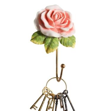 Imagem de Shakven Ganchos de parede rosa, ganchos rosa,Lindo gancho para casaco de parede com flores - Gancho de flor criativo montado na parede para suspender casaco/chapéu/chave/toalha/bolsa, decoração de