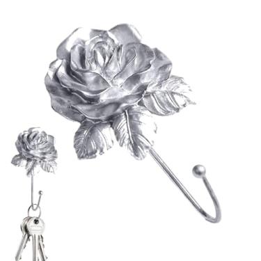 Imagem de Shakven Gancho para casaco rosa, ganchos de parede rosa - Lindo gancho para casaco de parede com flores,Gancho de flor criativo montado na parede para suspender casaco/chapéu/chave/toalha/bolsa,