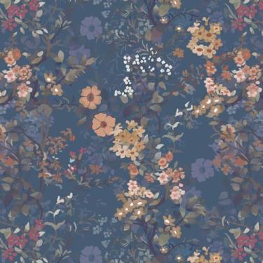 Imagem de Ismoon Papel de parede floral vintage para contato azul boho flor marinha escura papel de parede autoadesivo removível para armários prateleiras quarto decoração de parede 44 x 989 cm