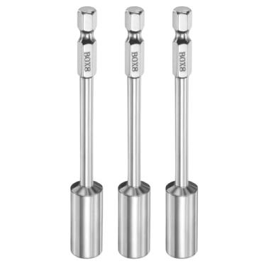 Imagem de HARFINGTON 3 peças, broca de porca, soquete métrico de 8 mm, haste sextavada de 1/10.2 cm, soquete longo de 6 pontos, soquete de 6 pontos, conjunto de parafusos de aço CR-V de troca rápida para