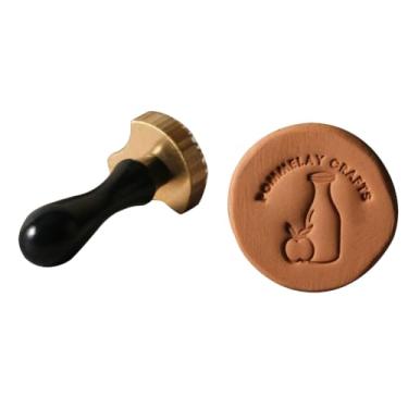 Imagem de Carimbo de logotipo personalizado para argila carimbo de latão personalizado com seu design, ferramenta artesanal profissional com assinatura de cabo de madeira (5 cm)