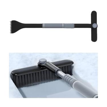 Imagem de Mandark Escova de neve para para-brisa de carro e raspador de gelo, ferramenta extensível removível de remoção de neve de veículo com aderência ergonômica de espuma, acessórios de raspador de janela