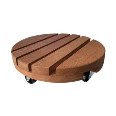 Imagem de Suportes De Madeira 20cm Com Rodinhas Para Vasos de Planta Botijão Base Decorativa Resistente(1)