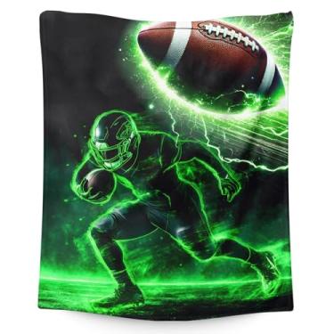 Imagem de Cobertor de futebol infantil - Presente aconchegante legal de 203 x 152 cm para meninos e homens, amantes de futebol - Manta macia e quente difusa para cama, sala de estar, decoração de casa