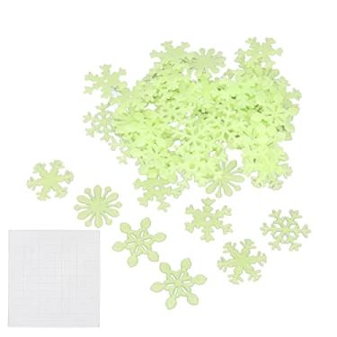 Imagem de Adesivos de parede com brilho de Natal Decalques de janela de floco de neve luminoso Decalques de parede fluorescentes 3D para decoração de casa Quarto infantil Festa de Natal 50 (Verde)
