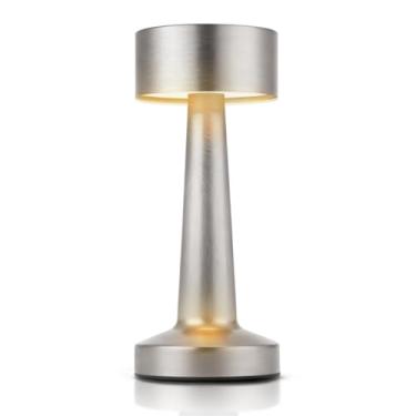 Imagem de HPUFKOT Luminária De Mesa Led Portátil, Luminária De Mesa Metálica Com 3 Níveis De Brilho, Lâmpada Recarregável Com Controle De Toque De 3 Cores, Luminária De Cabeceira Ideal Para Mesa De Cabeceira