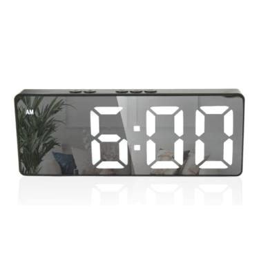 Imagem de Relógio digital com Espelho, Display Grande, Despertador Eletrônico, Tela Reflexiva, Decoração para Casa