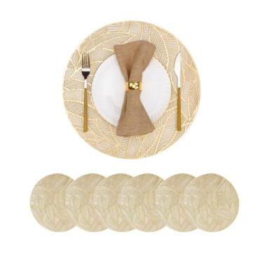 Imagem de Kit 6 Peças Jogo Americano Redondo Sousplat/Suplat de Mesa PVC Dourado - de Cozinha e Sala de Jantar(B1030-KIT6)