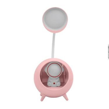 Imagem de Luminária de Mesa LED Articulável Astronauta, USB Portátil, Recarregável, Braço 360°, Decorativa, 13.8x8.8x17cm, Plástico, para Leitura e Estudo