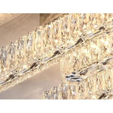 Imagem de Luminária de teto deslumbrante em cristal - Luminária minimalista em estilo italiano para sala de estar, quarto e sala de jantar contemporâneos (Lustre de restaurante com 92 cm de compriment