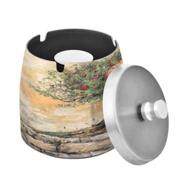 Imagem de Blueangle Cinzeiro Love Tree com tampa para cigarros, à prova de vento/chuva, aço inoxidável, sem fumaça, inodoro, cinzeiro para uso interno ou externo (39)