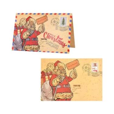 Imagem de Bloco De Cartas Vintage De Natal Do Papai Noel Com 5 Envelopes De Pape
