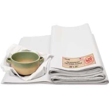 Imagem de Paclord Folhas de papel para embalagem de papel de jornal, 91,4 cm x 63,5 cm, ecológica, não tóxica, segura de qualidade americana, 560 folhas - Papel de jornal feito nos EUA, não encerado, sem