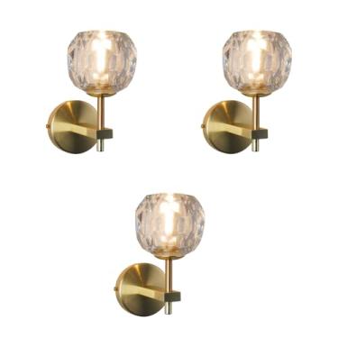 Imagem de Kit 3x Arandela Dourada Cúpula de Cristal Luxo Espesso 90º G9 Bivolt