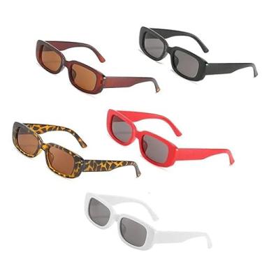 Imagem de Naroote Confortável, Leve, Proteção UV, Resistente Ao Impacto, óculos de Sol retrô, Elegantes, para Festa, 5 Peças