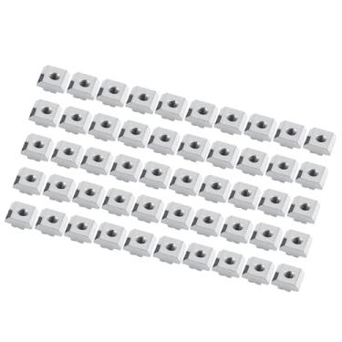 Imagem de Generic Sortimento de Porca de Ranhura Em T de Aço Carbono Niquelado 50 Unidades para Perfil de Alumínio, Fixador de Alta Dureza para Perfis de Extrusão de Padrão Europeu (Padrão europeu tipo 30-M6)