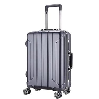 Imagem de Malas de mão mala leve de liga de alumínio capa de trole listrada portátil durável mala de bagagem (A-61 cm