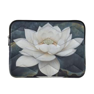 Imagem de Coikll Capa protetora para laptop branca Lotus à prova de choque para notebook de 13 a 14 polegadas