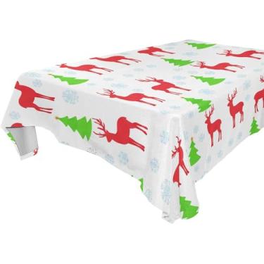 Imagem de Burbuja Toalha de mesa de cervo de árvore de inverno, toalha de mesa retangular, anti-rugas, grossa para decoração de jantar, cozinha, festa, 152 x 228 cm