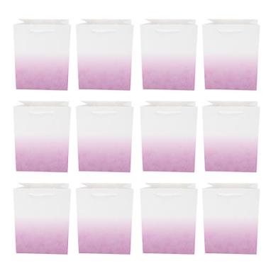 Imagem de Sacos de papel para presente, 12 peças, saco de papel com glitter, sacos de embalagem de presente recicláveis ​​com alça para aniversário, natal, festa de casamento (Roxa)