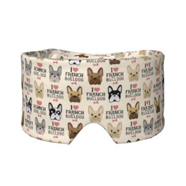 Imagem de Máscara protetora para olhos e orelhas com estampa de cachorro francês, respirável, ajustável, blecaute, confortável