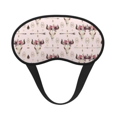 Imagem de Máscara de dormir blackout com estampa tribal de caveira de touro, máscara de luz macia, para dormir, meditação, viagem, ioga