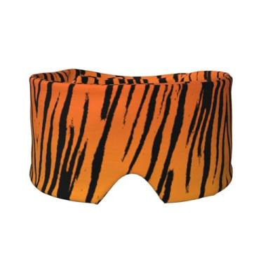 Imagem de Máscara para dormir com estampa de listras de tigre para olhos e orelhas, respirável, ajustável, blecaute, venda, confortável