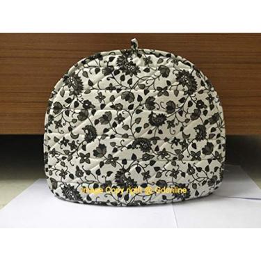 Imagem de Capa decorativa indiana mandala preta cinza feita à mão algodão estampado abstrata para chá Cozies de chá quente floral tradicional lavável à mão Chá vintage confortável estampa tradicional Chá confortável