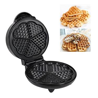 Imagem de Máquina de Waffle Elétrica 1000W com 5 Waffles em Forma Coração Grade Ferro